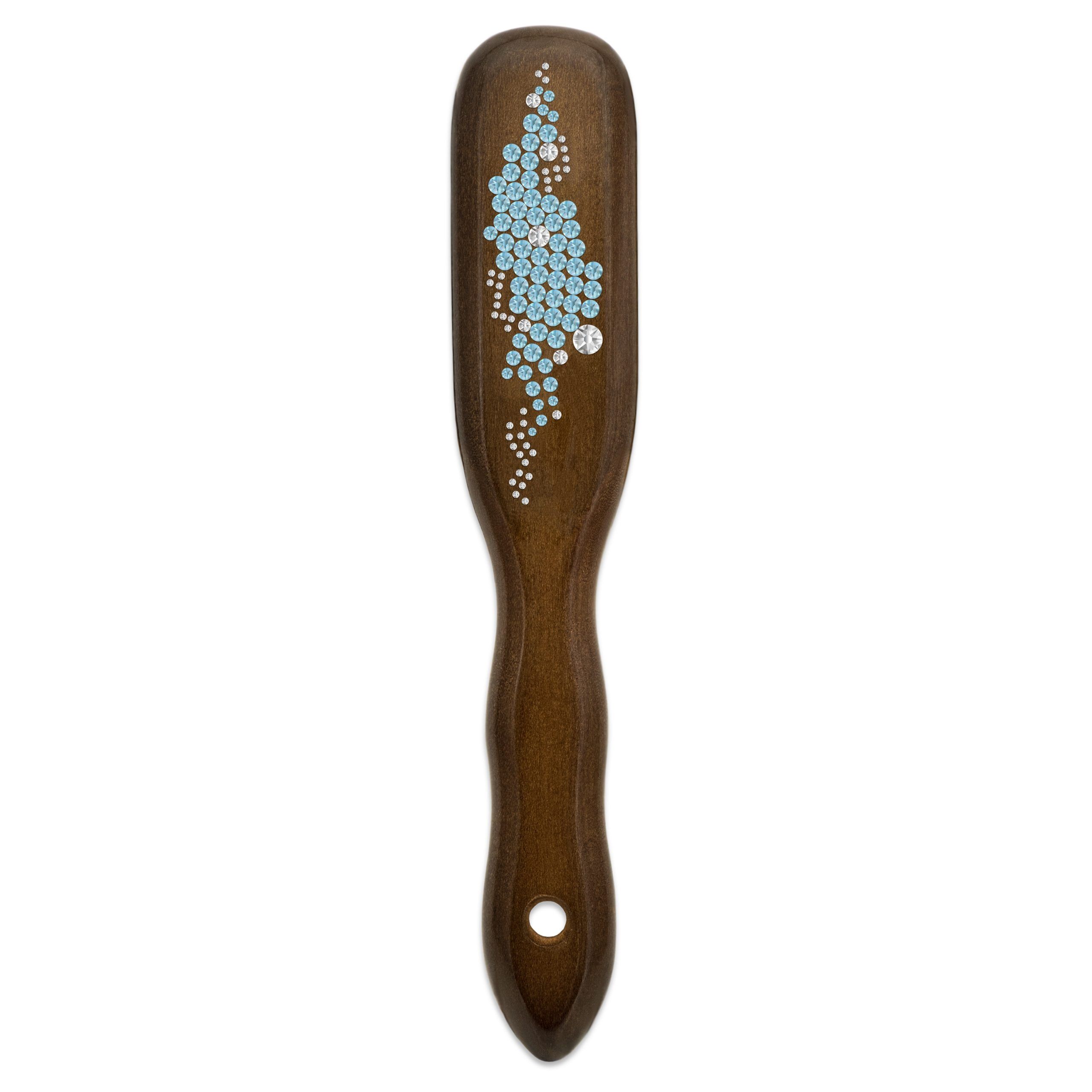 Mont Bleu Wood Hair Brush with Boar Bristles and Swarovski Crystals - Breeze