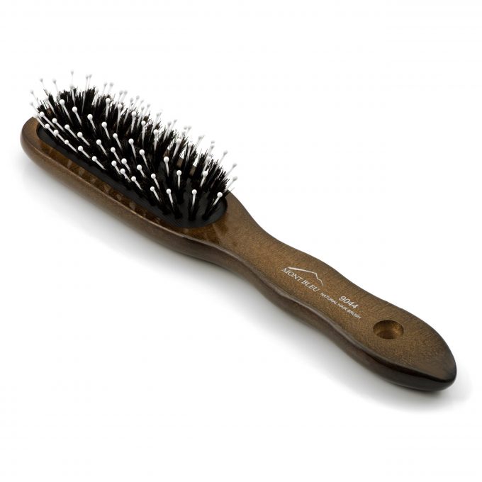 Mont Bleu Wood Hair Brush with Boar Bristles and Swarovski Crystals - Breeze