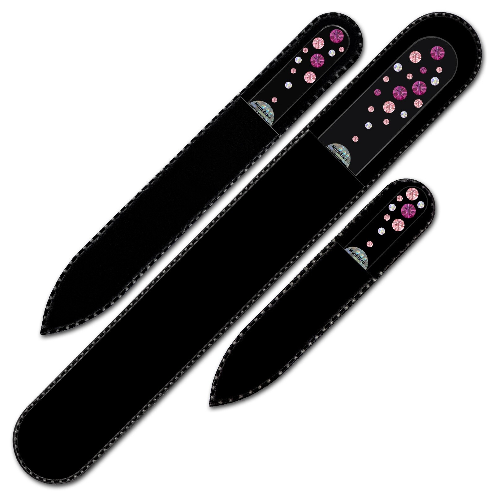 Set of 3 Black Crystal Nail Files with crystals WB-BMS