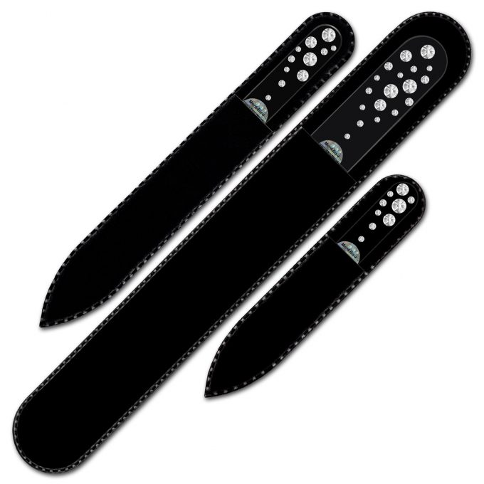 Set of 3 Black Crystal Nail Files with crystals WB-BMS