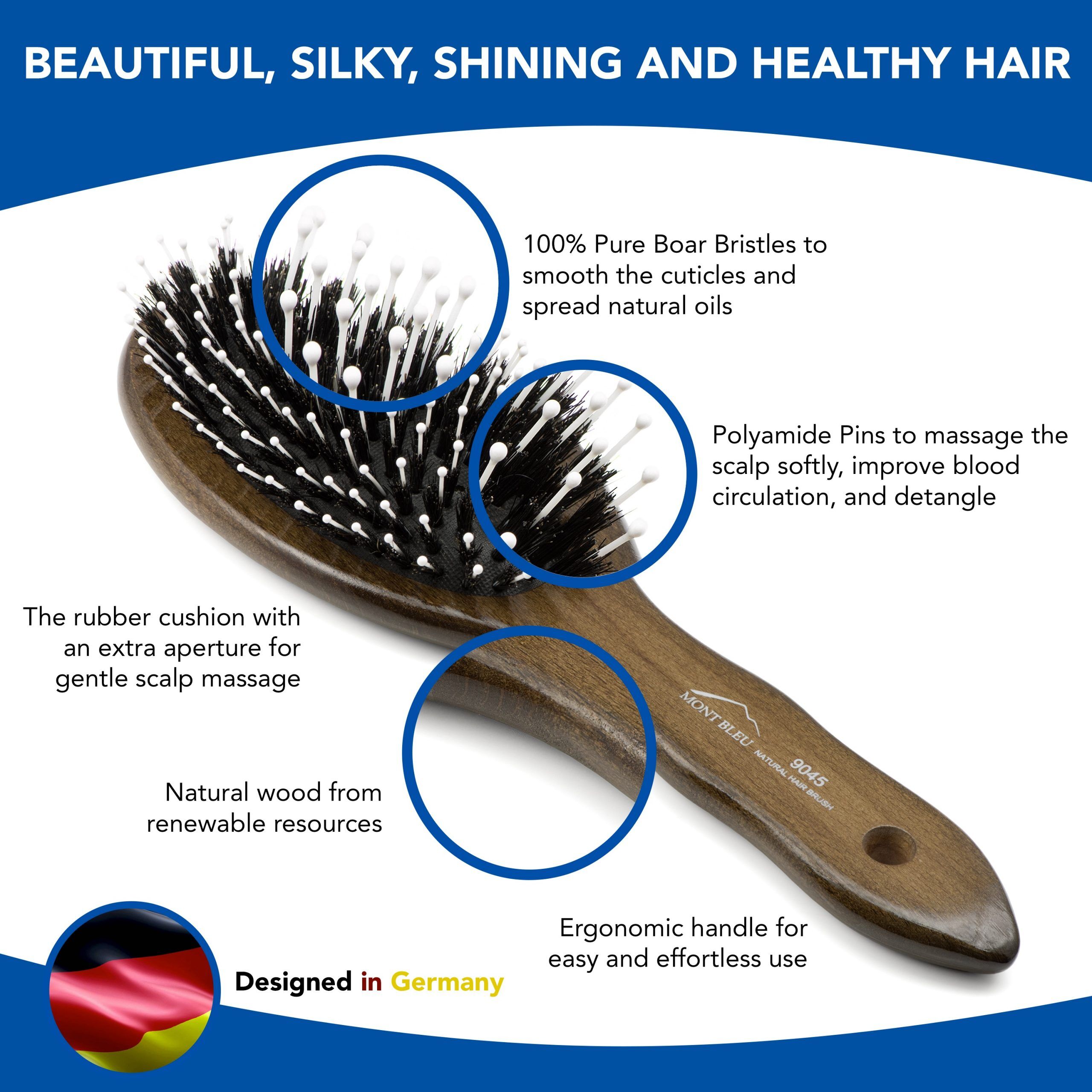 Boar Bristle Hair Brush 9045