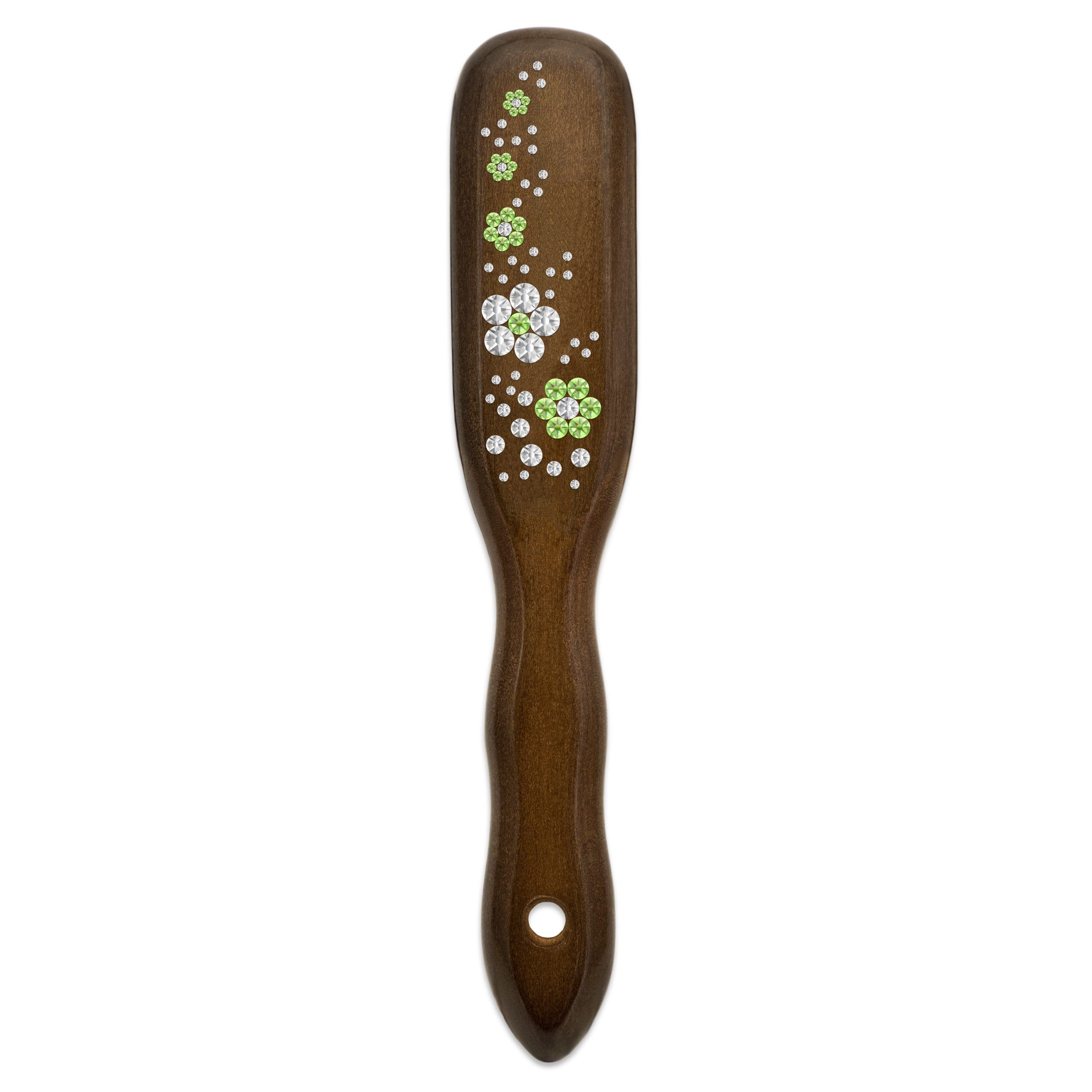 Mont Bleu Wood Hair Brush with Boar Bristles and Swarovski Crystals - Blossom