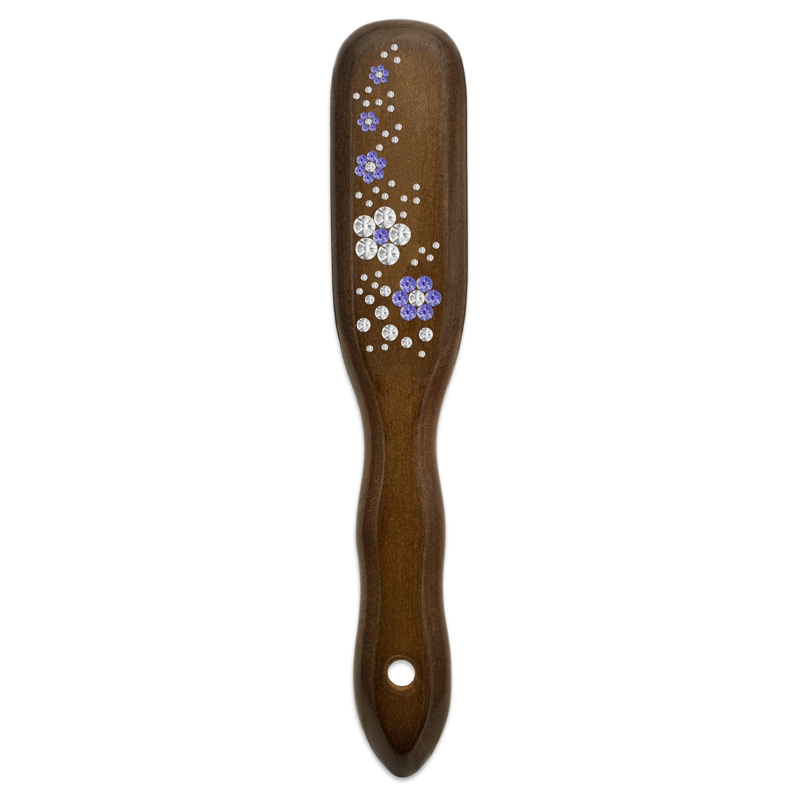 Mont Bleu Wood Hair Brush with Boar Bristles and Swarovski Crystals - Blossom Mont Bleu Wood Hair Brush with Boar Bristles and Swarovski Crystals - Blossom