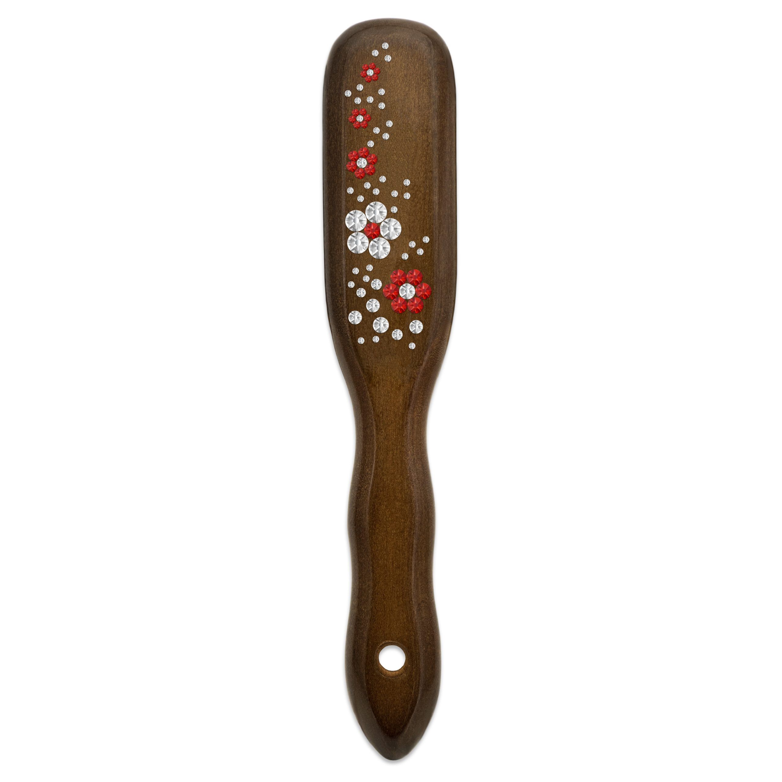 Mont Bleu Wood Hair Brush with Boar Bristles and Swarovski Crystals - Blossom