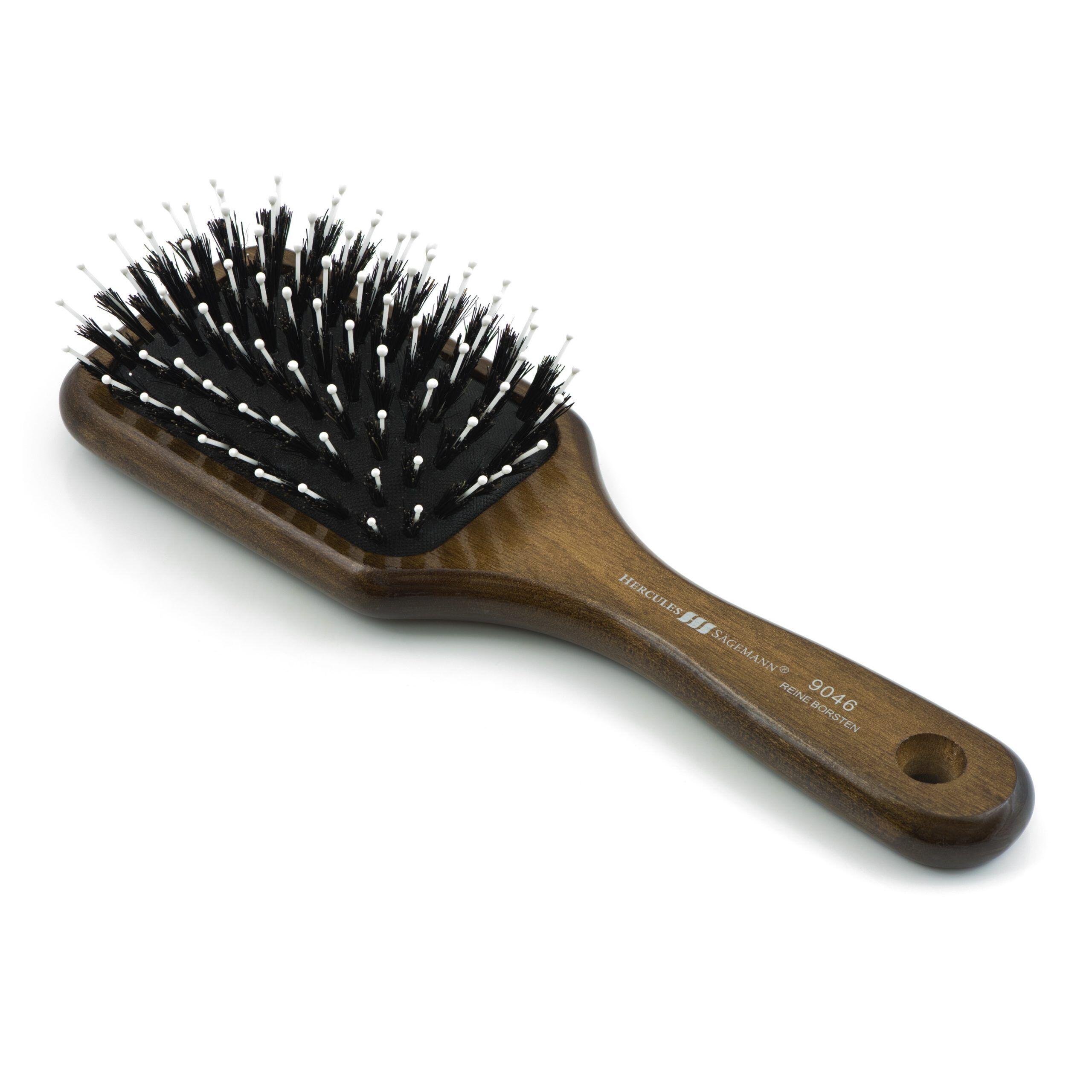 Mont Bleu Wood Hair Brush with Boar Bristles and Swarovski Crystals - Ying and Yang