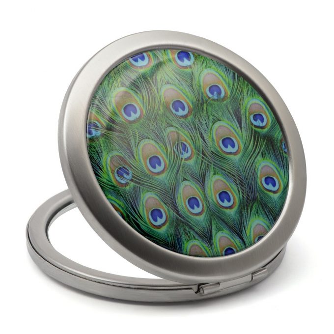 Peacock Feathers Compact Mirror