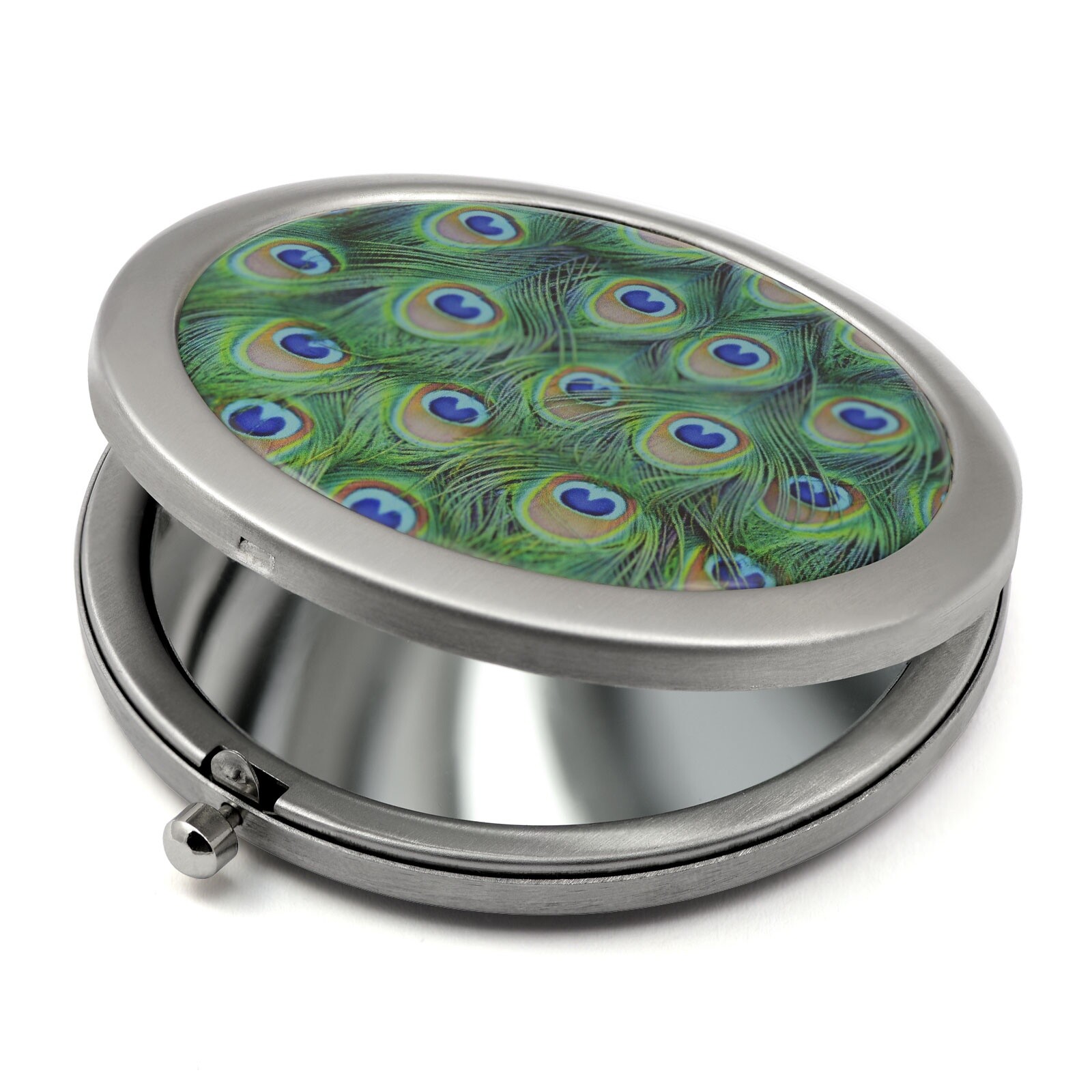 Peacock Feathers Compact Mirror
