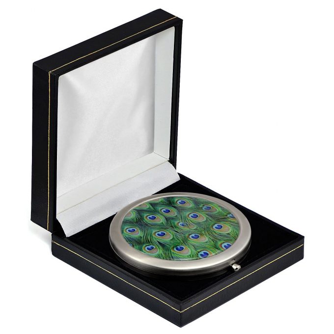Peacock Feathers Compact Mirror