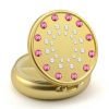 Pill Box in Gold Color with Swarovski Crystals Sun Design