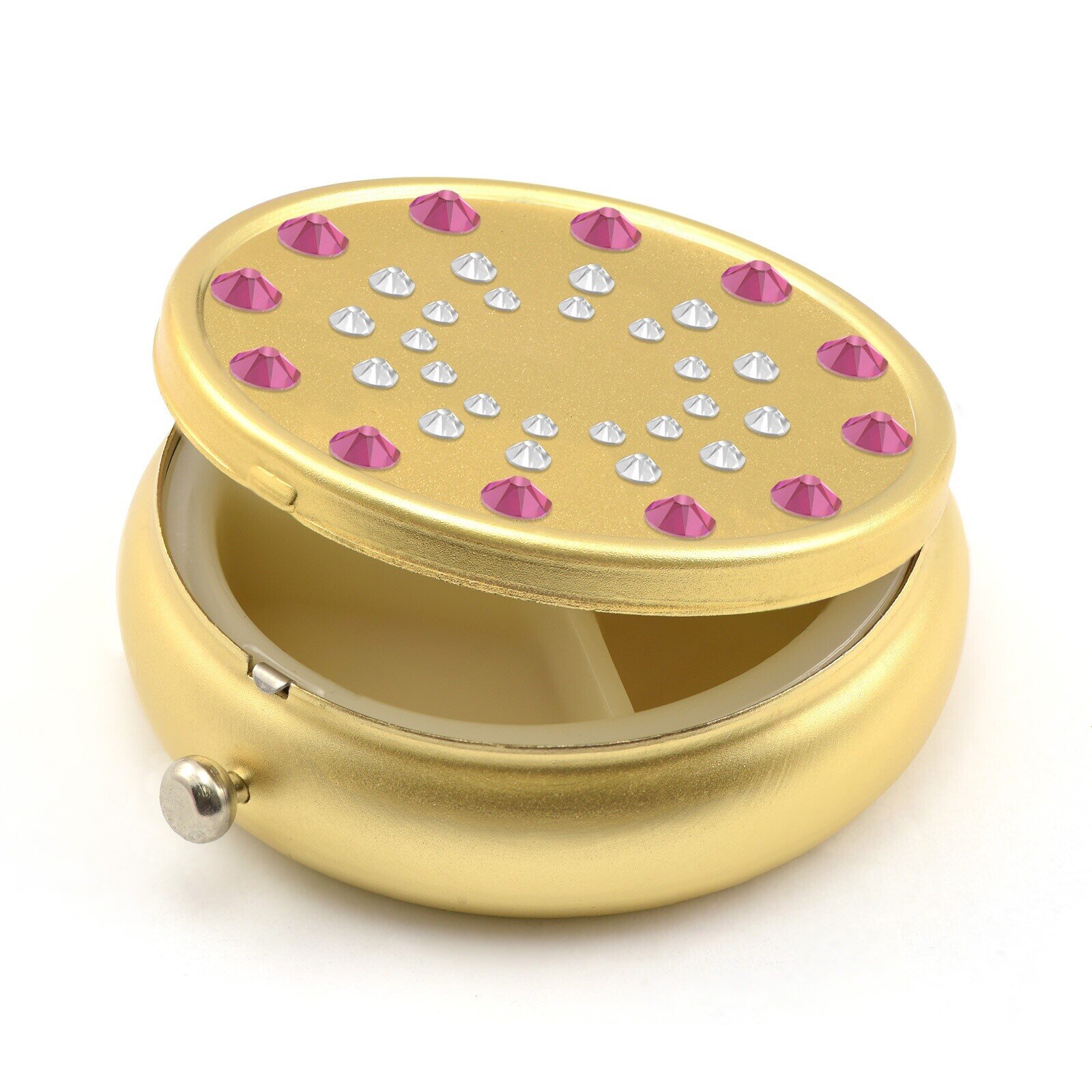 Pill Box in Gold Color with Swarovski Crystals Sun Design Pill Box in Gold Color with Swarovski Crystals Sun Design