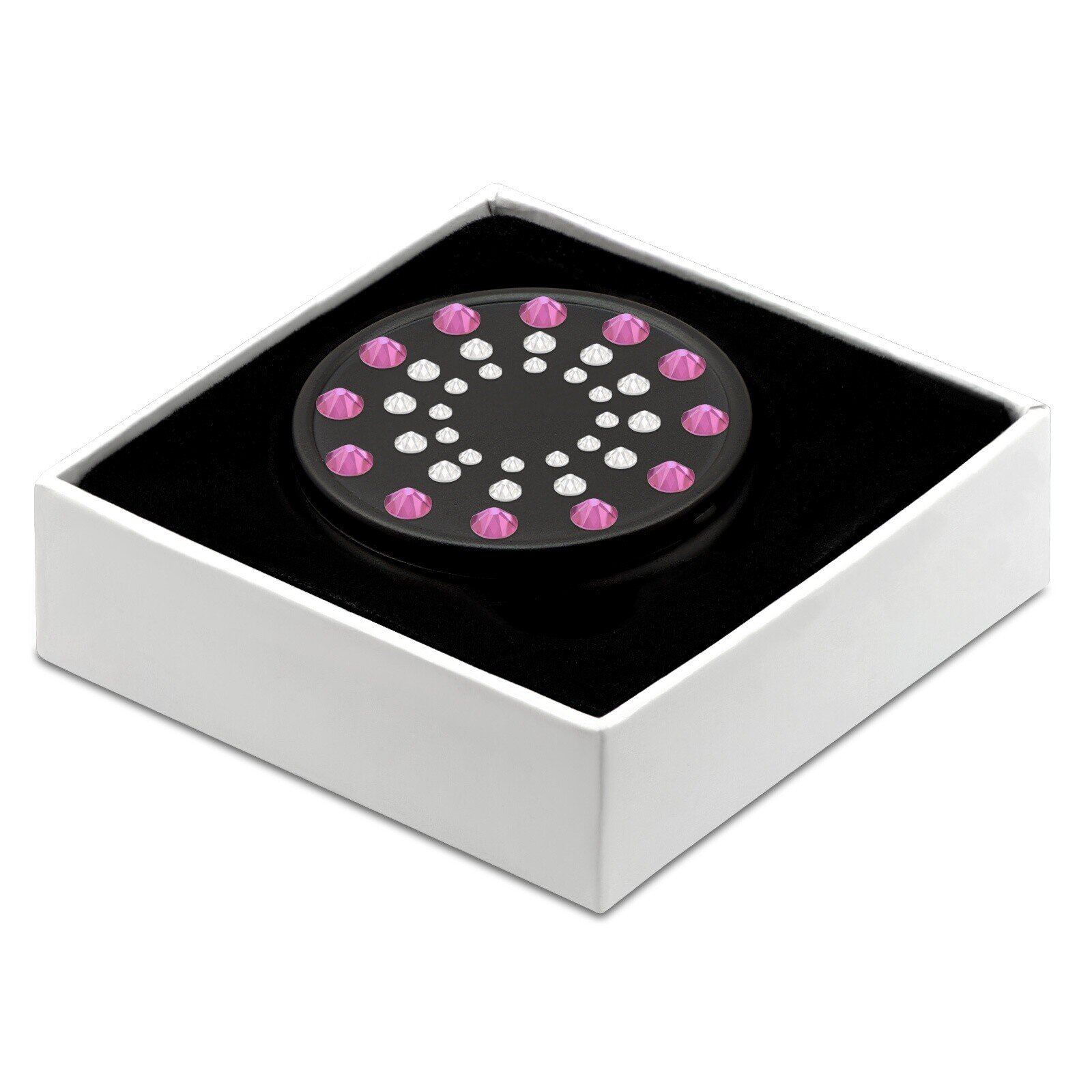 Pill Box in Black Color with Swarovski Crystals Sun Design Pill Box in Black Color with Swarovski Crystals Sun Design