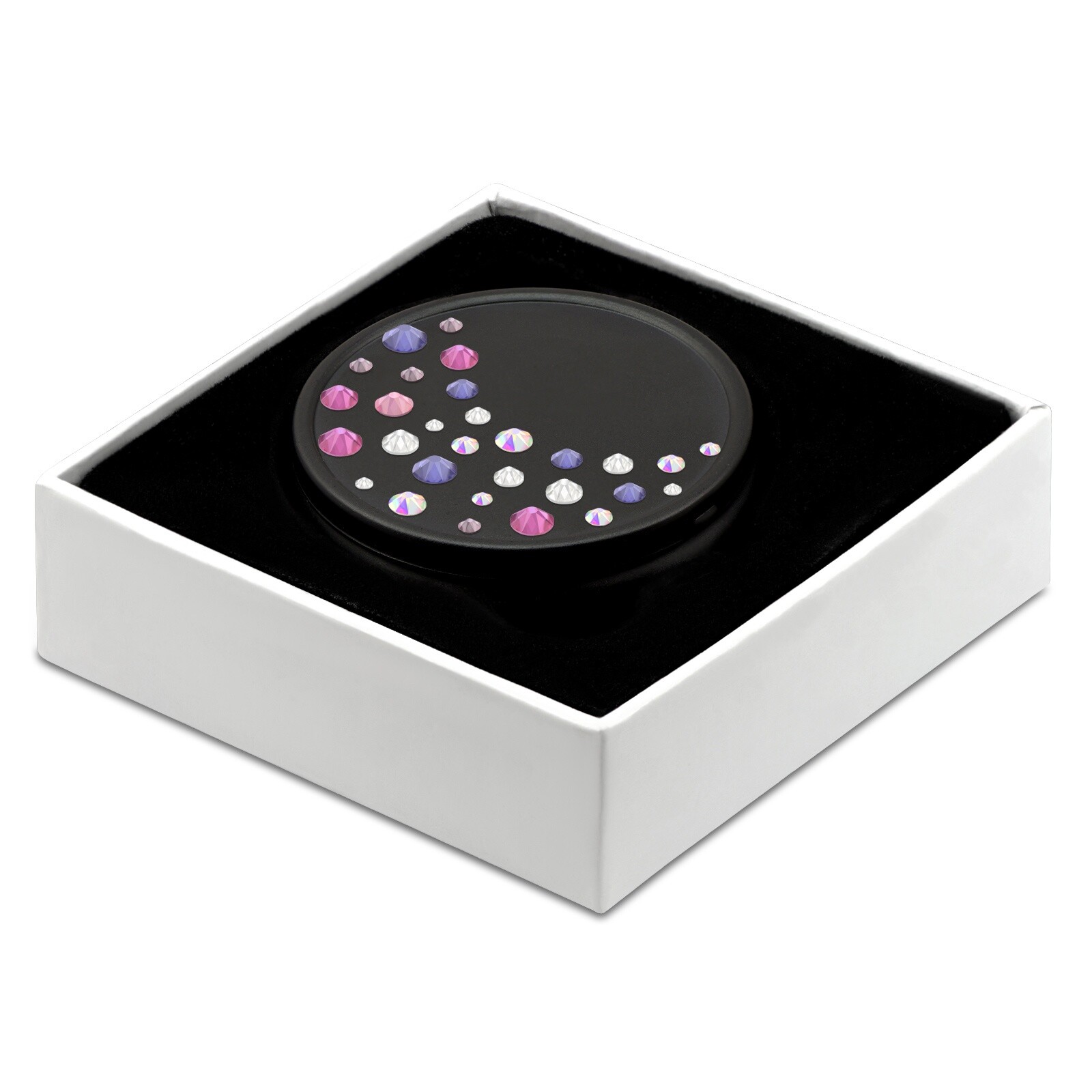 Pill Box in Black Color with Swarovski Crystals Waterfall Design