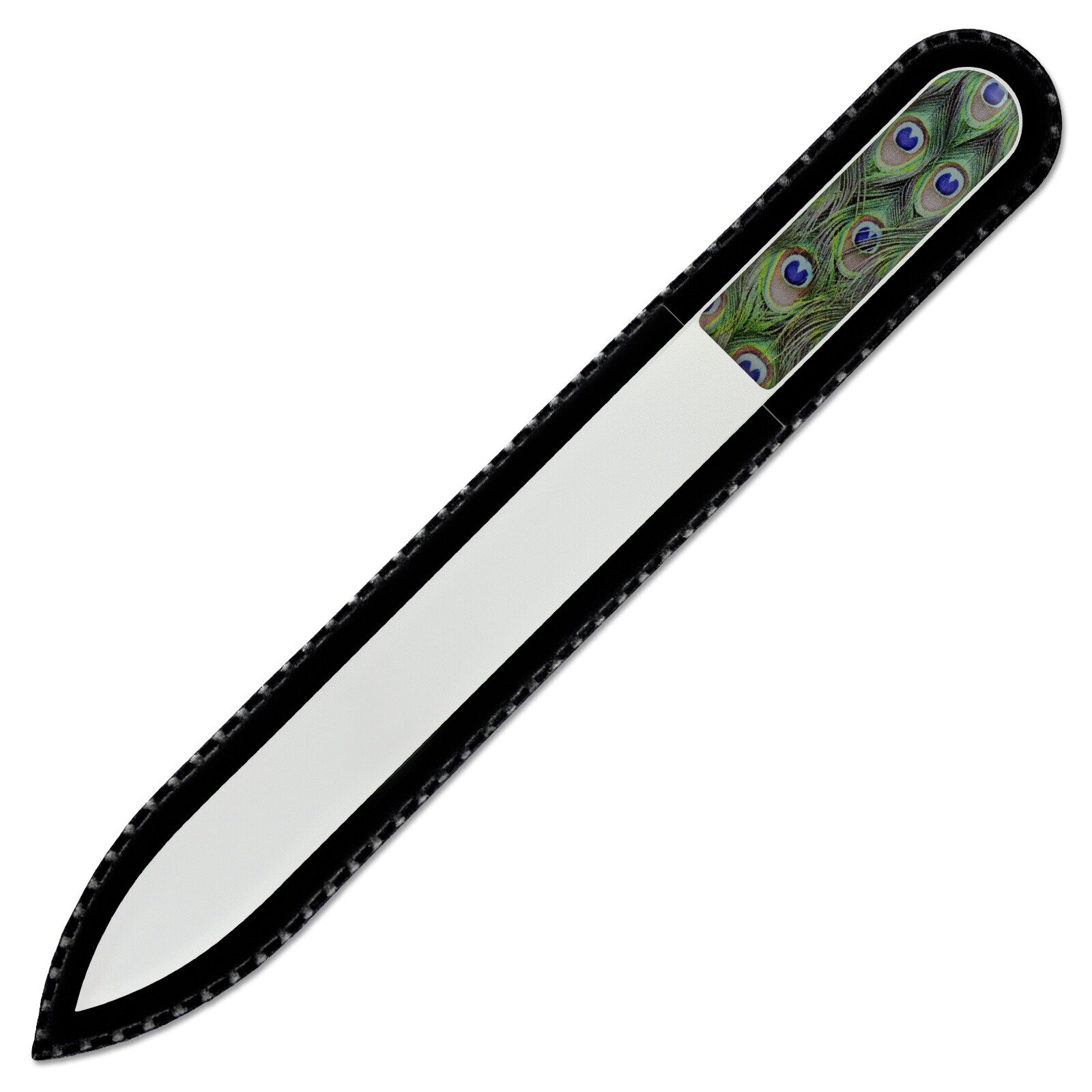 Peacock Print Glass Nail File
