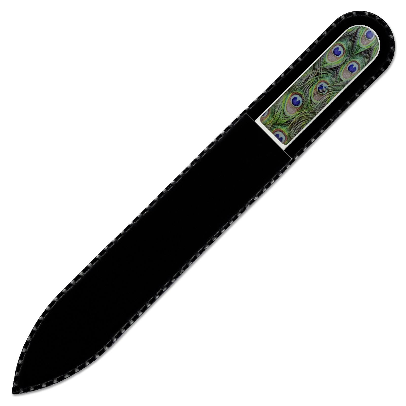 Peacock Print Glass Nail File