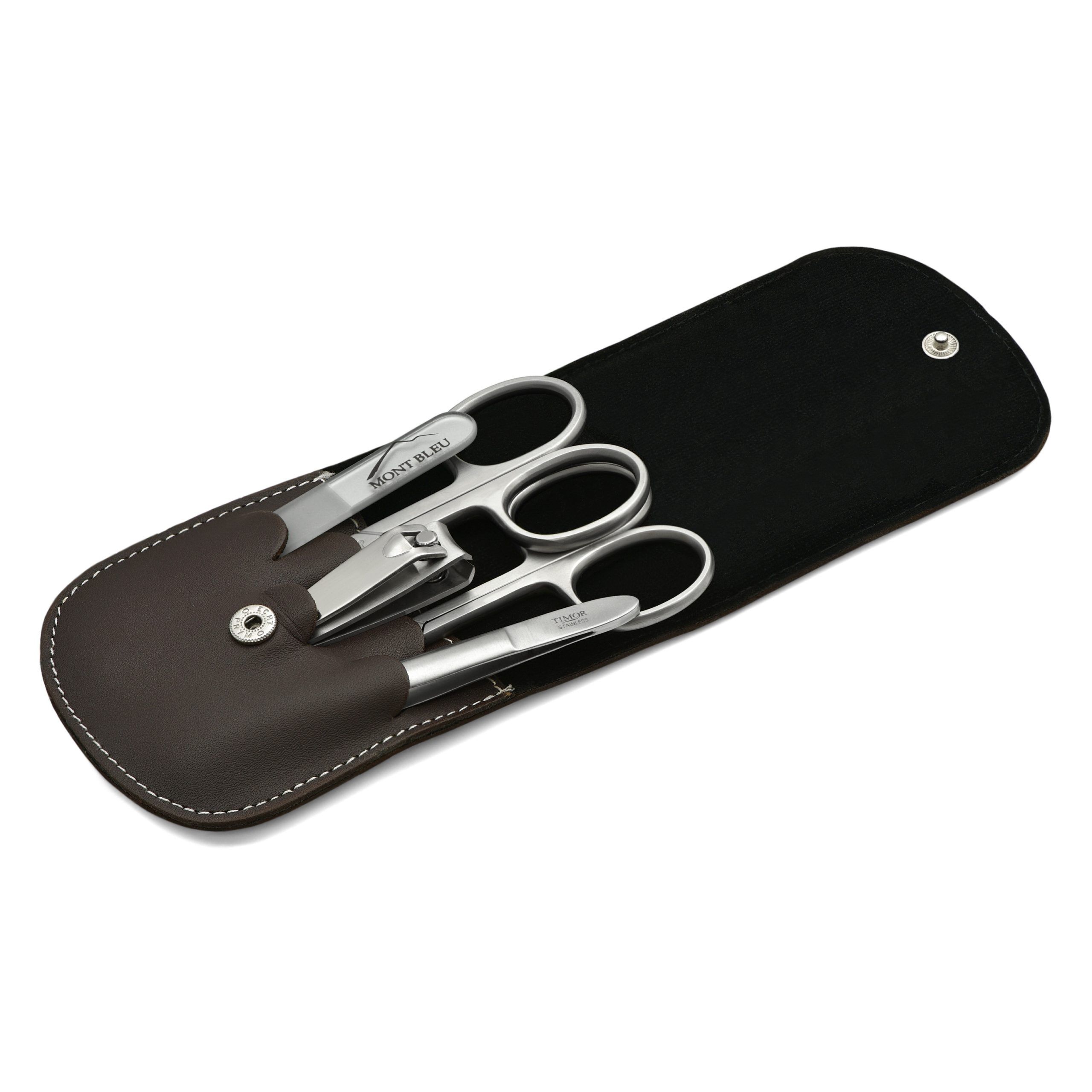 Giesen & Forsthoff's Timor 5-częściowy zestaw do manicure w brązowym skórzanym etui