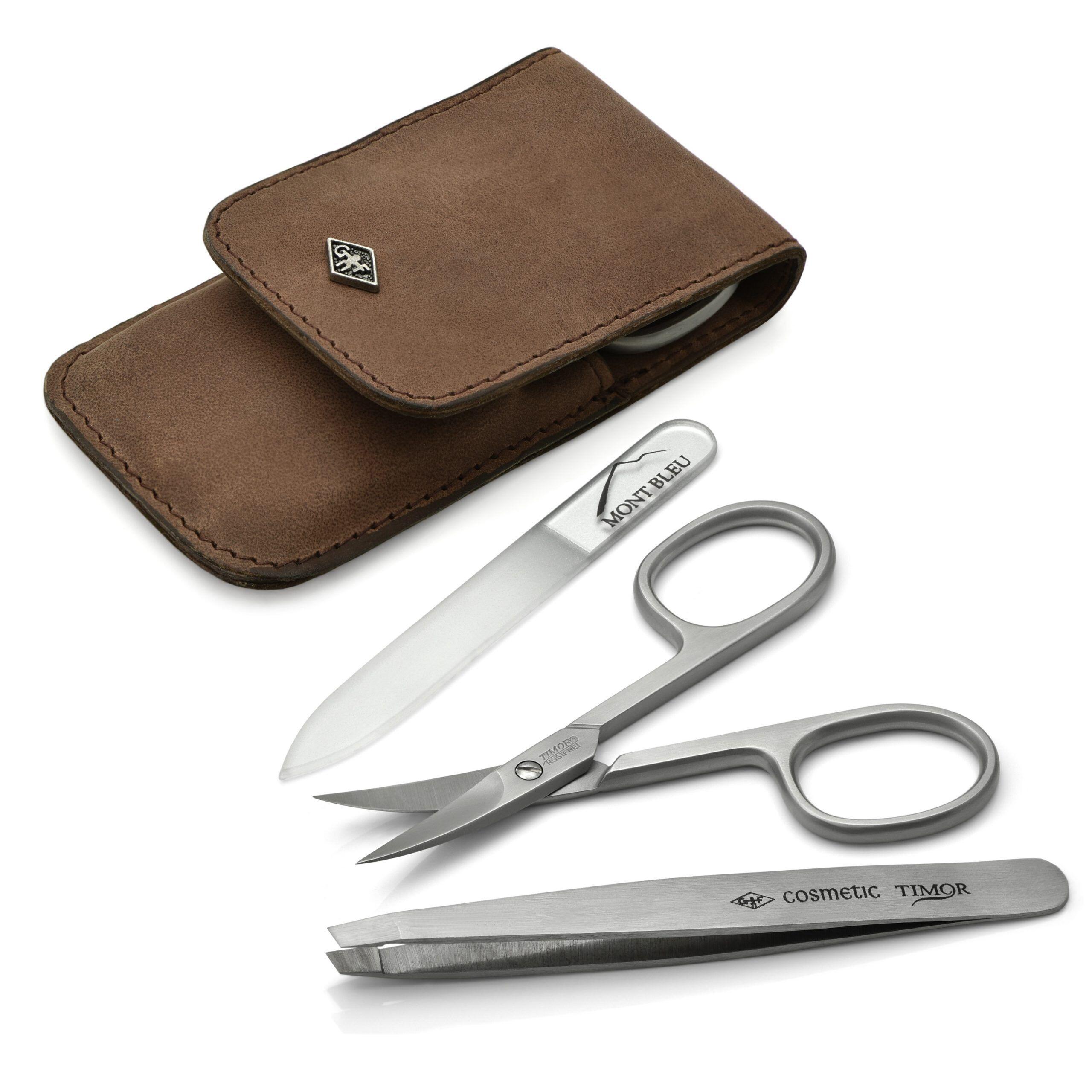 Giesen & Forsthoff's Timor 3-piece Manicure Set in Natural Oiled Leather Case with Vintage look