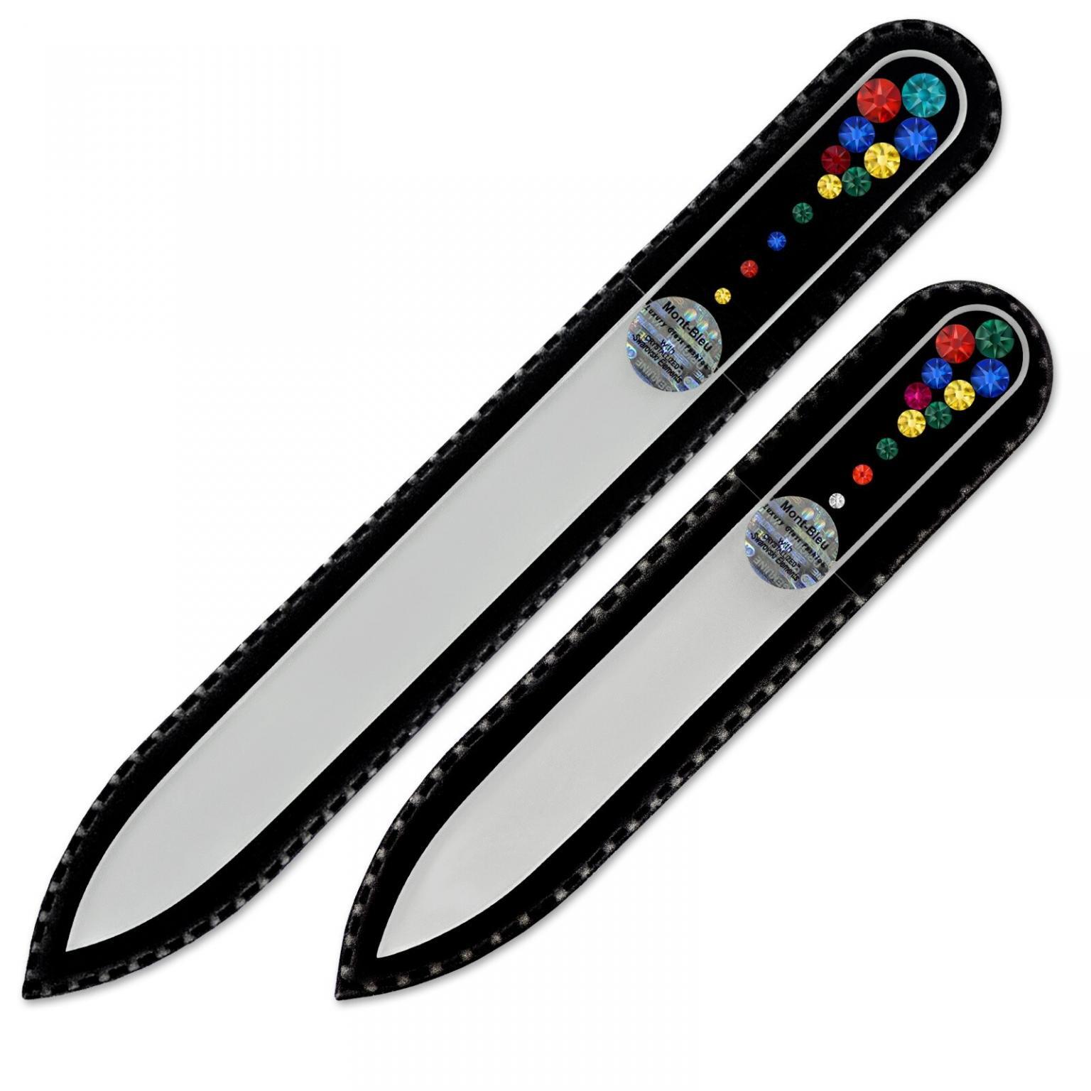 A set of 2 Marbles Glass Nail Files with Swarovski crystals MMS Mont