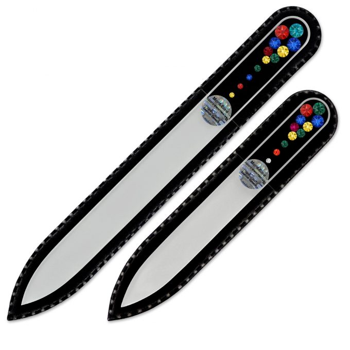 A set of 2 Marbles Glass Nail Files with Swarovski crystals M-MS