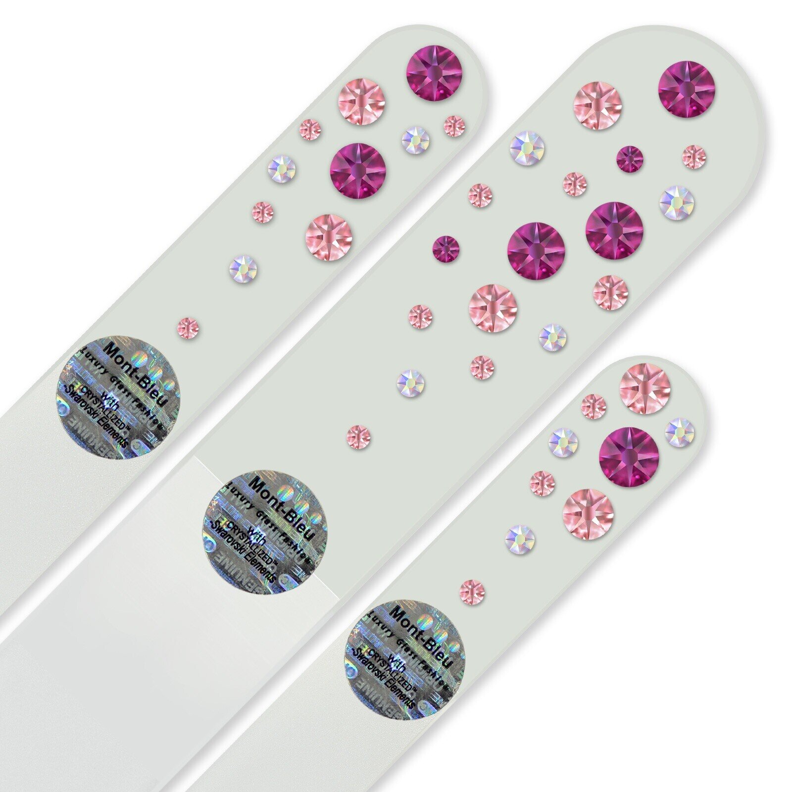 Set of 3 White Crystal Nail Files with crystals WW-BMS