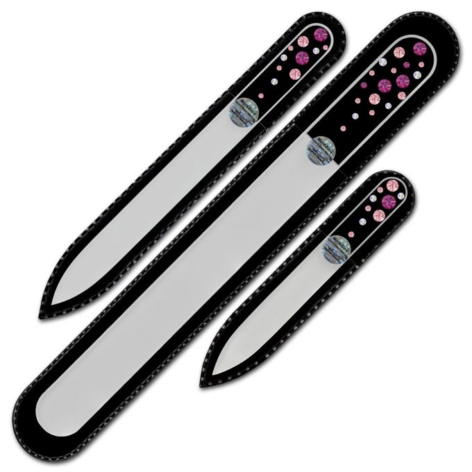 Set of 3 Transparent Crystal Nail Files with crystals W-BMS
