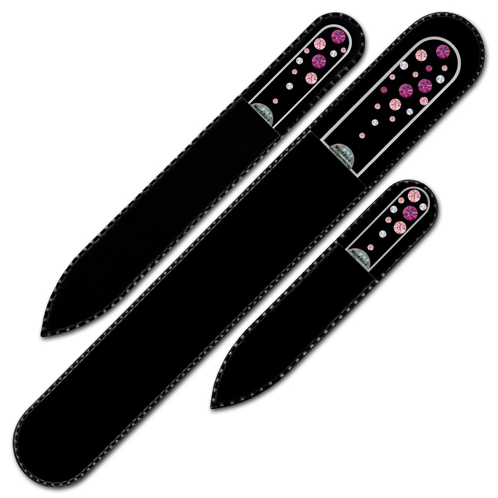 Set of 3 Transparent Crystal Nail Files with crystals W-BMS
