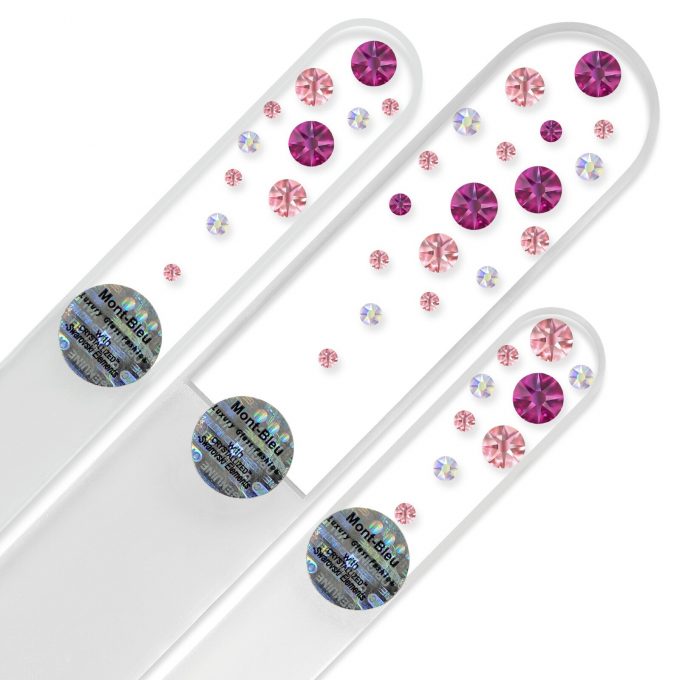 Set of 3 Transparent Crystal Nail Files with crystals W-BMS