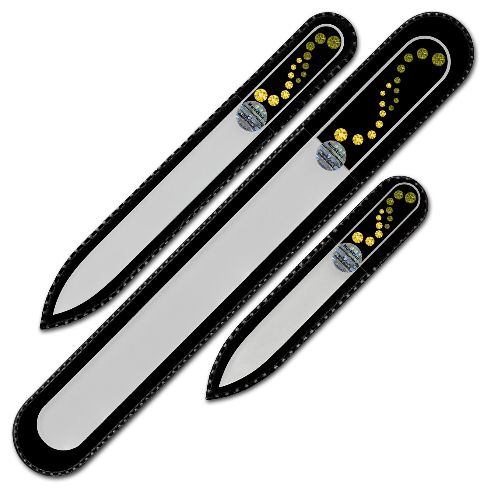 A set of 3 Glass Nail Files with Swarovski crystals WA-BMS A set of 3 Glass Nail Files with Swarovski crystals WA-BMS