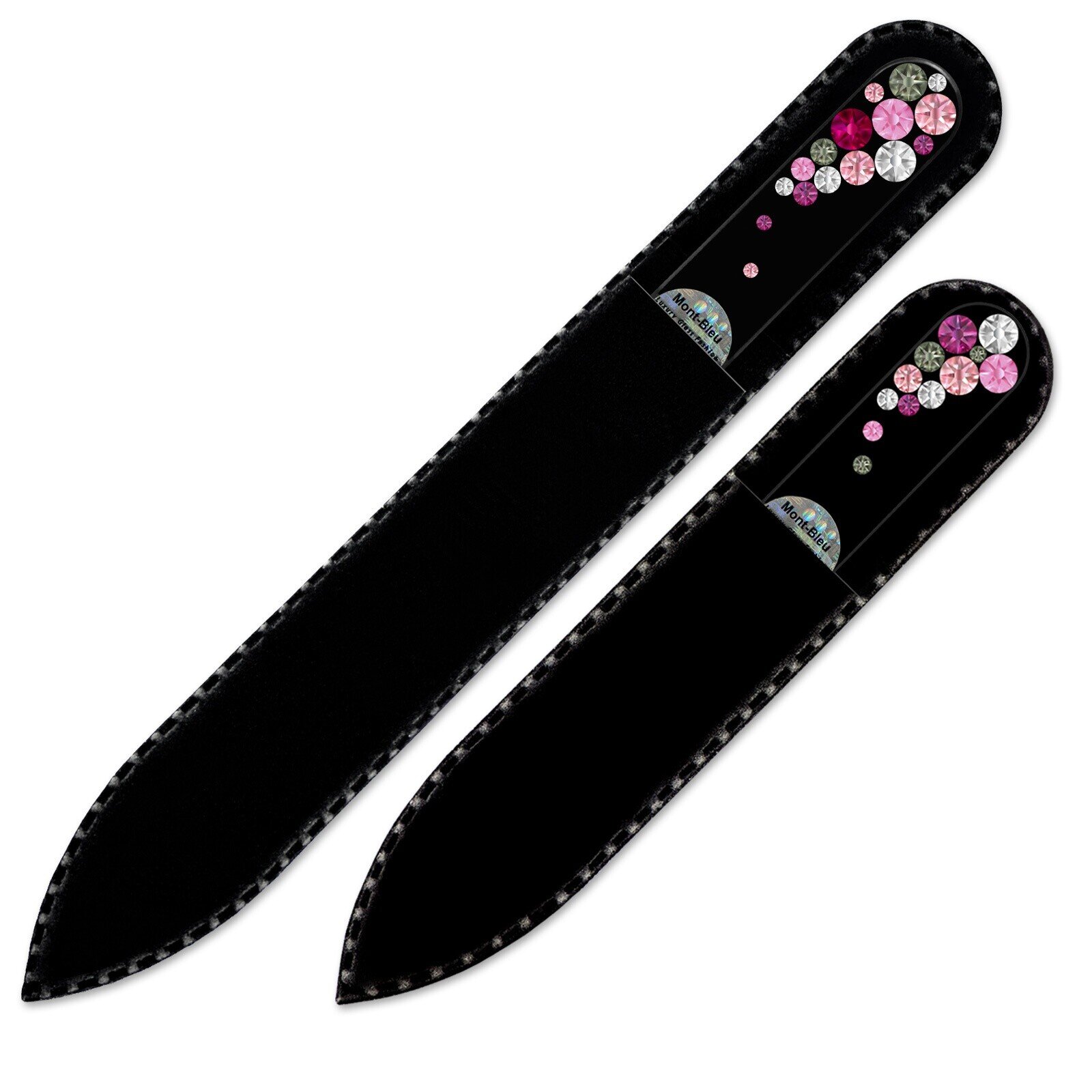 Set of 2 Czech Black Glass Nail Files with crystals BB-MS