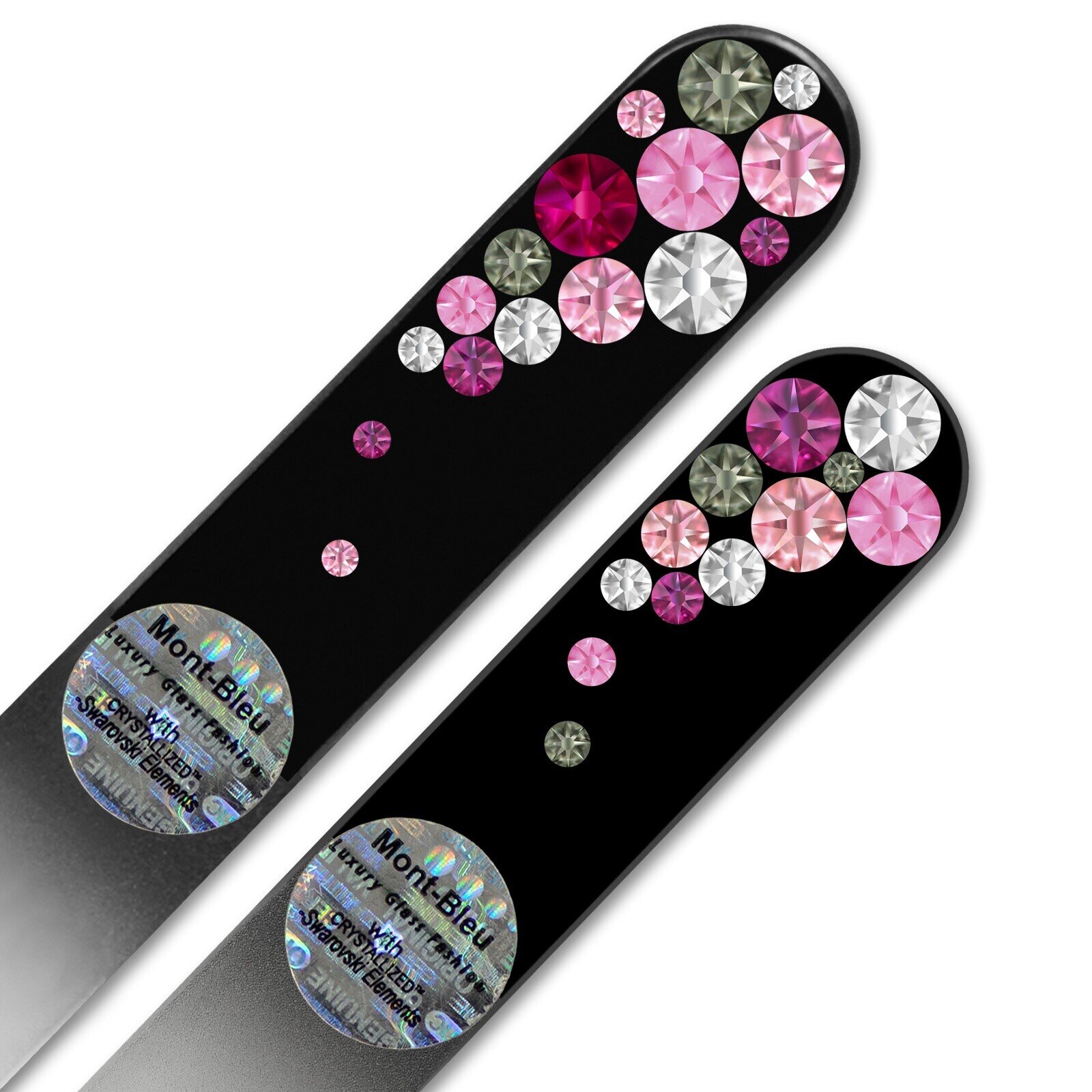 Set of 2 Czech Black Glass Nail Files with crystals BB-MS