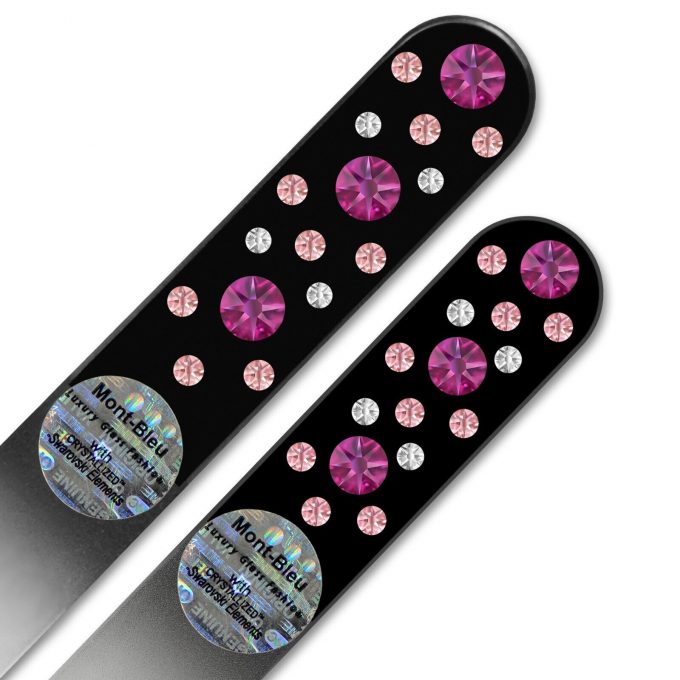 Set of 2 Black Glass Nail Files with crystals CNB-MS