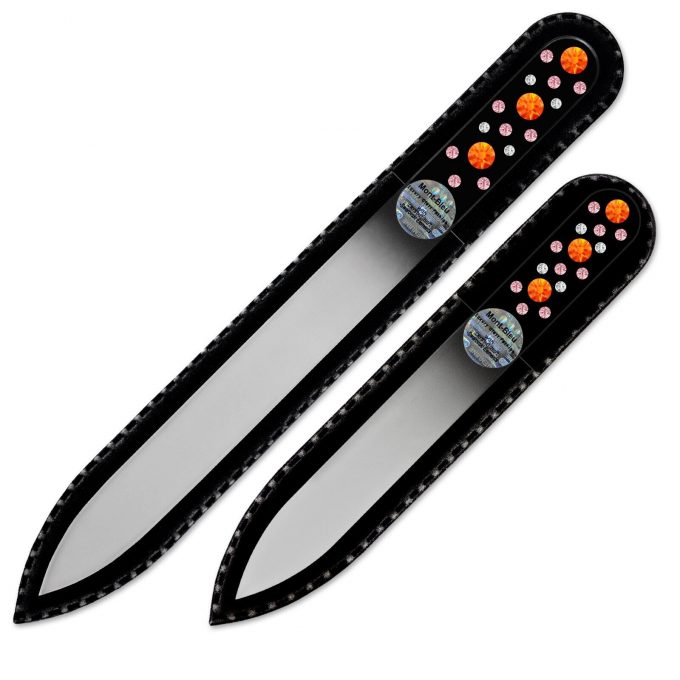 Set of 2 Black Glass Nail Files with crystals CNB-MS