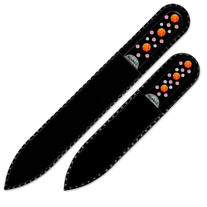 Set of 2 Black Glass Nail Files with crystals CNB-MS