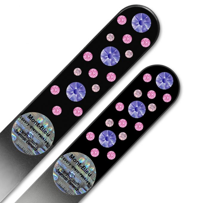 Set of 2 Black Glass Nail Files with crystals CNB-MS