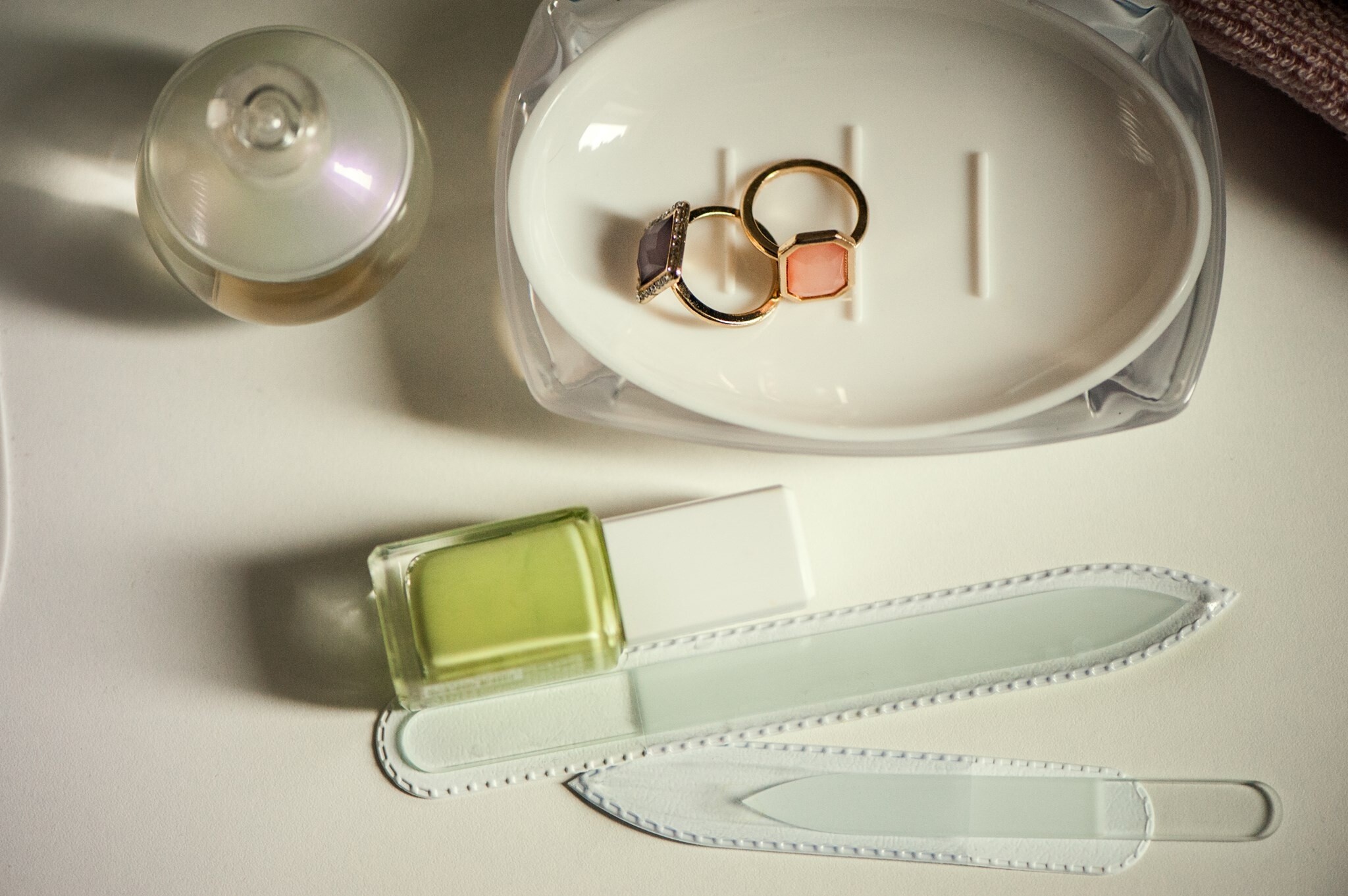 Set of 2 Transparent Crystal Glass Nail Files, Hand made of Czech tempered glass T-MS