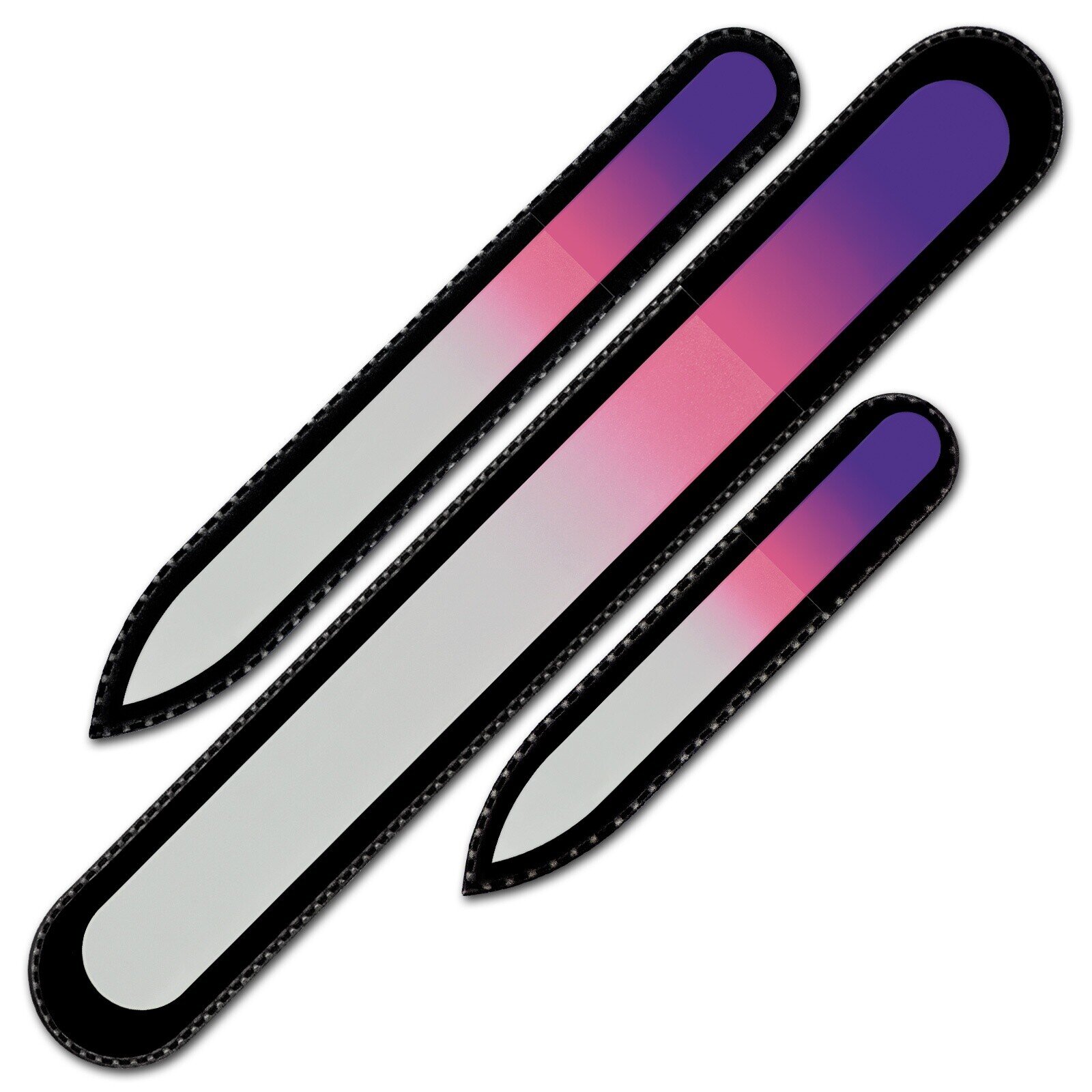 Set of 3 Rainbow Crystal Nail Files, Hand made of Czech tempered glass R-BMS1