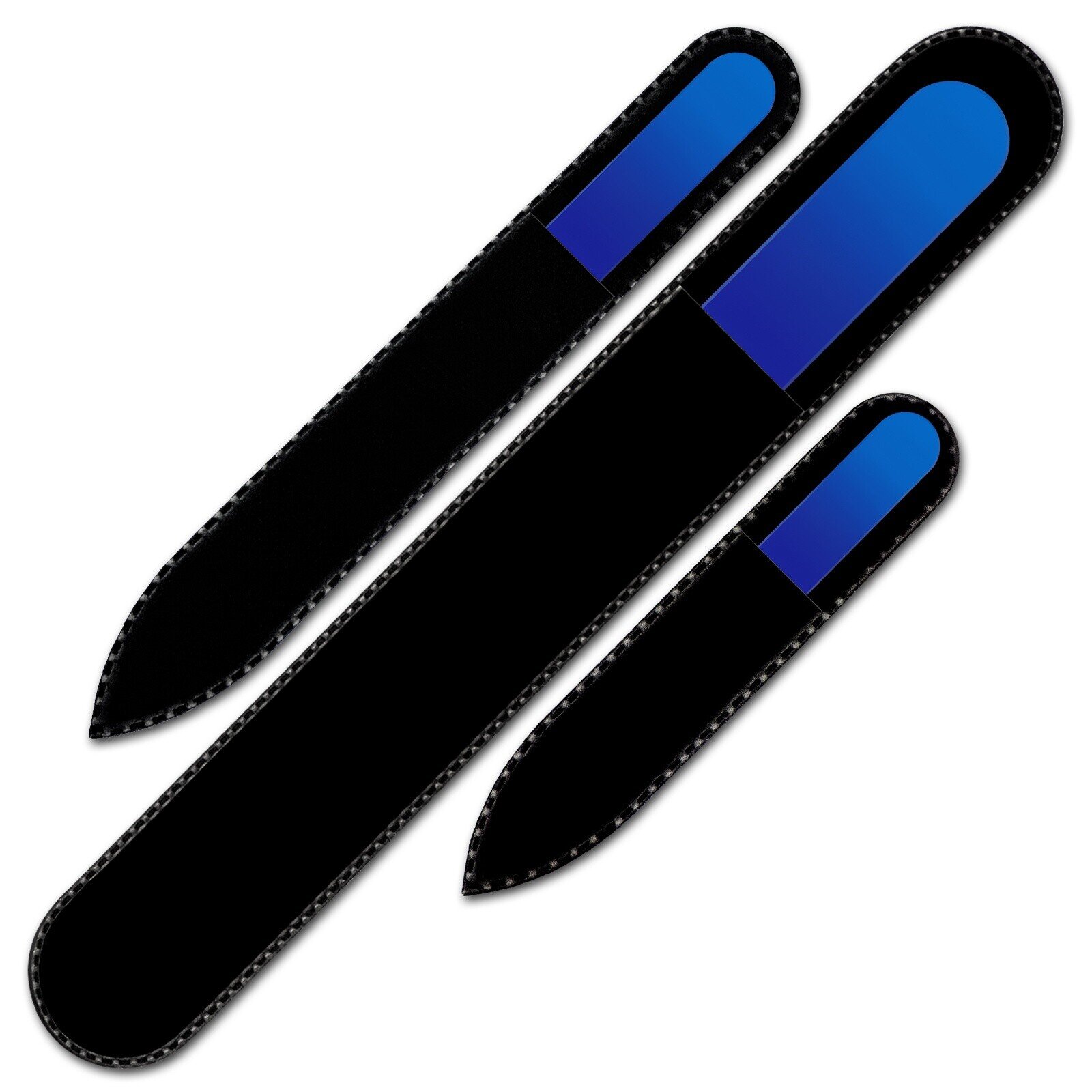 Set of 3 Rainbow Crystal Nail Files, Hand made of Czech tempered glass R-BMS4