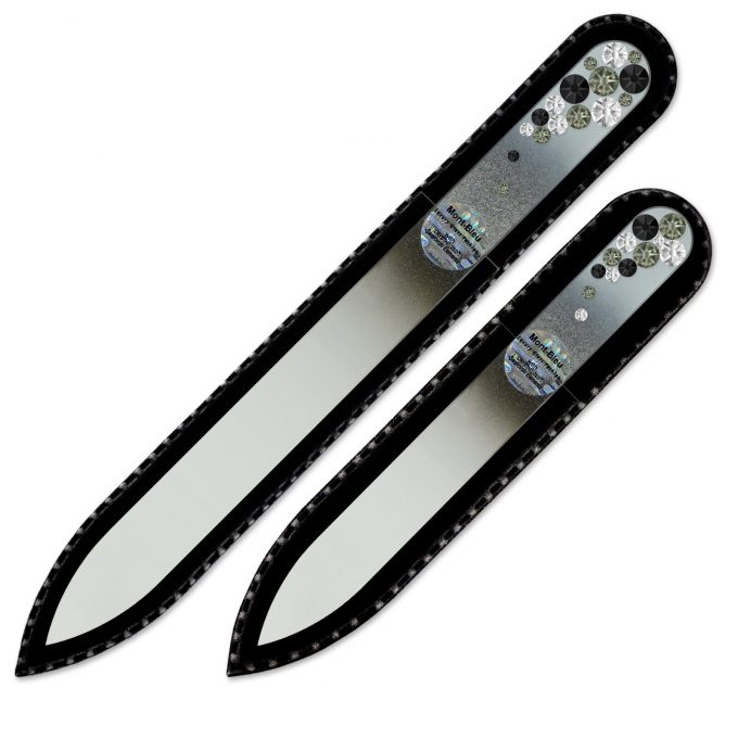Set of 2 Czech Color Glass Nail Files with crystals BC-MS