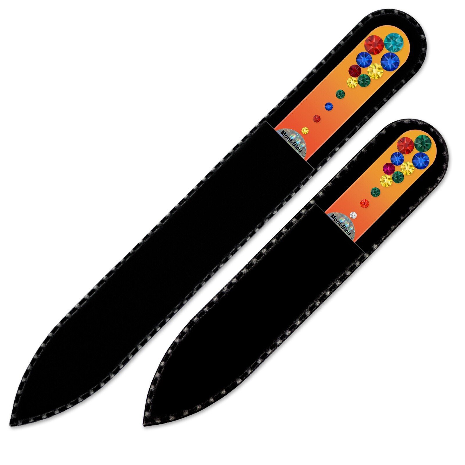 A set of 2 Marbles Glass Nail Files with Swarovski crystals MC-MS