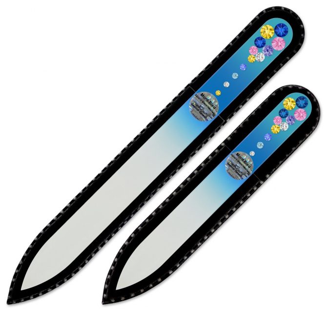 A set of 2 Marbles Glass Nail Files with Swarovski crystals MC-MS