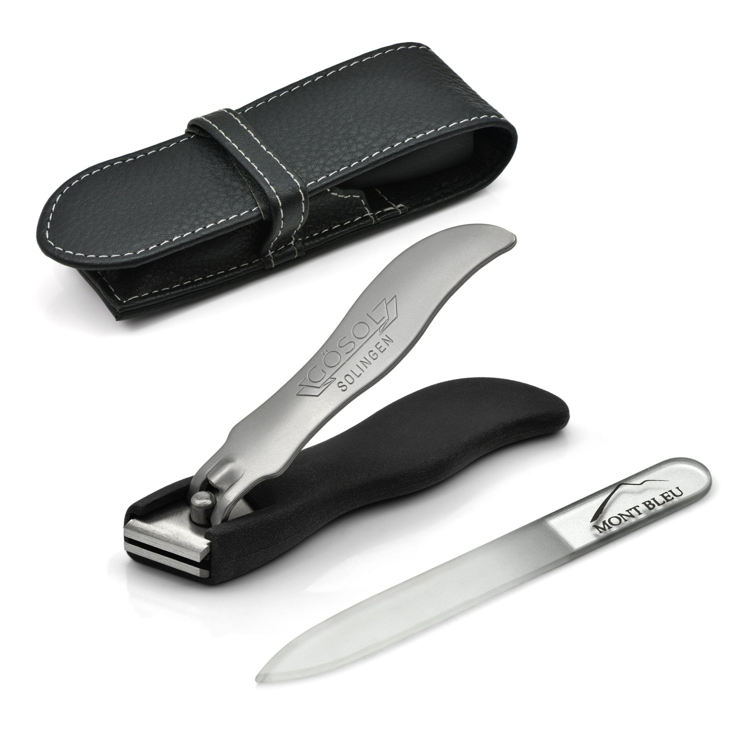 GÖSOL 2piece Manicure Set with Nail Clippers & Nail File in Leather