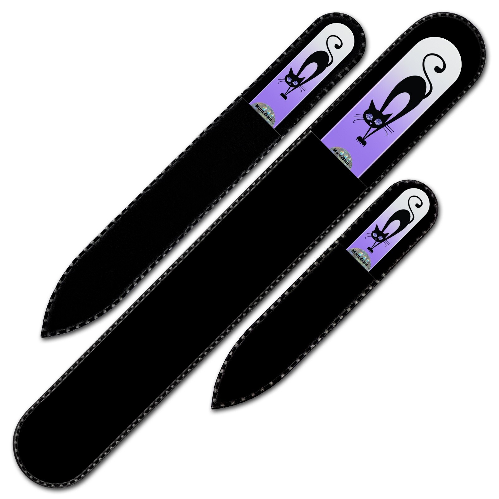 Set of 3 Glass Nail Files "Cat" with Swarovski crystals Set of 3 Glass Nail Files "Cat" with Swarovski crystals