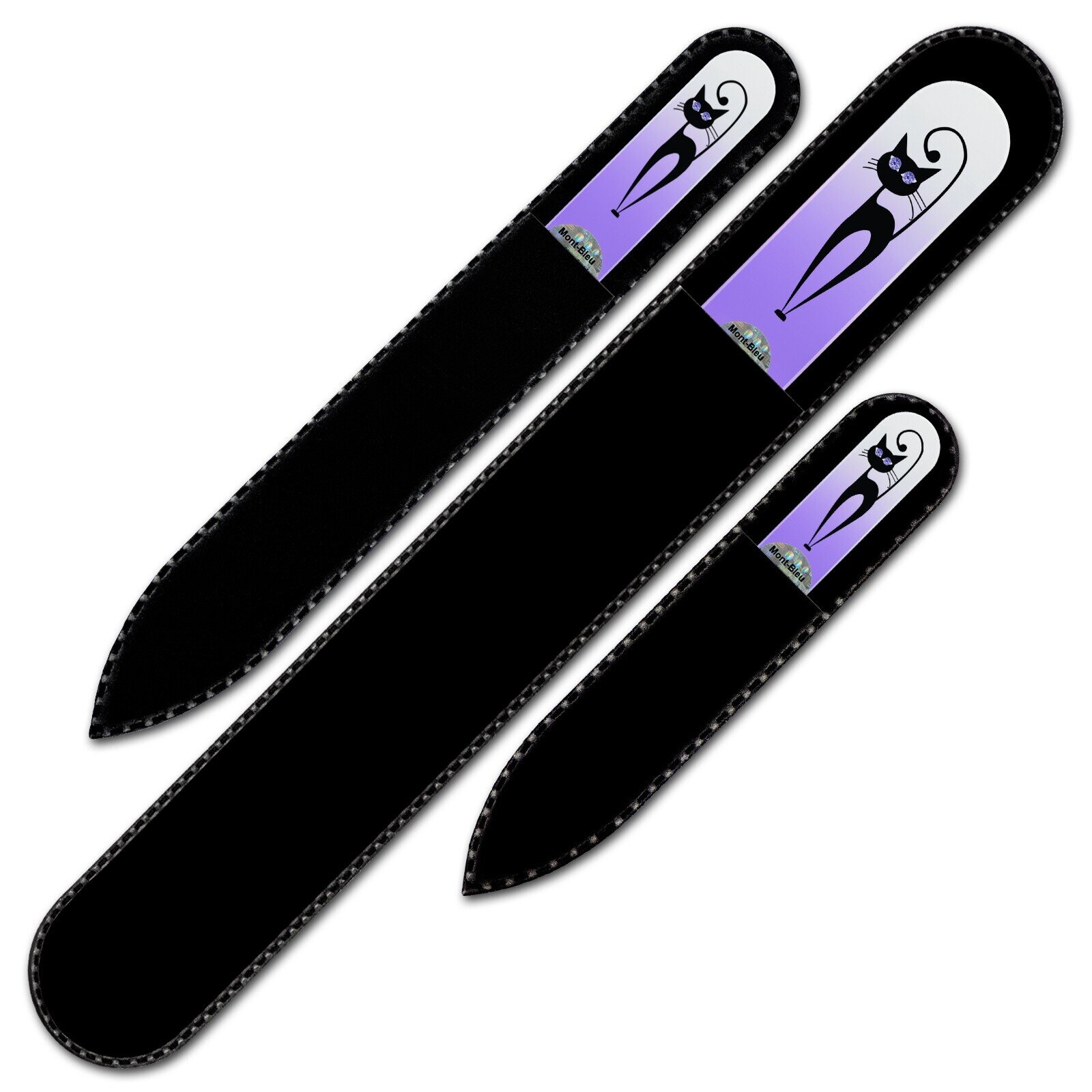 Set of 3 Glass Nail Files "Cat" with Swarovski crystals