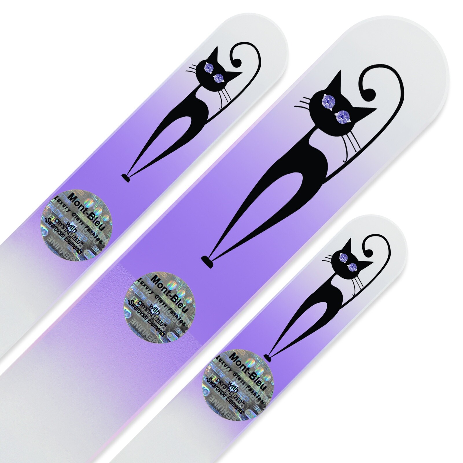 Set of 3 Glass Nail Files "Cat" with Swarovski crystals