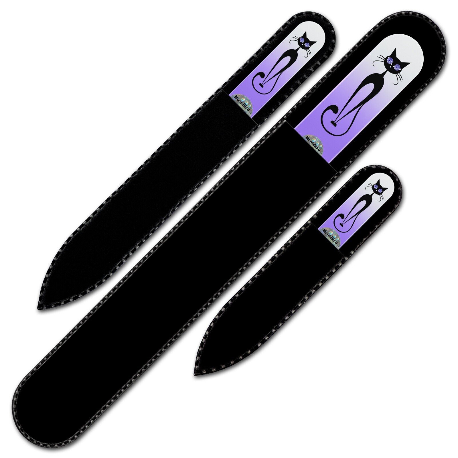 Set of 3 Glass Nail Files "Cat" with Swarovski crystals Set of 3 Glass Nail Files "Cat" with Swarovski crystals