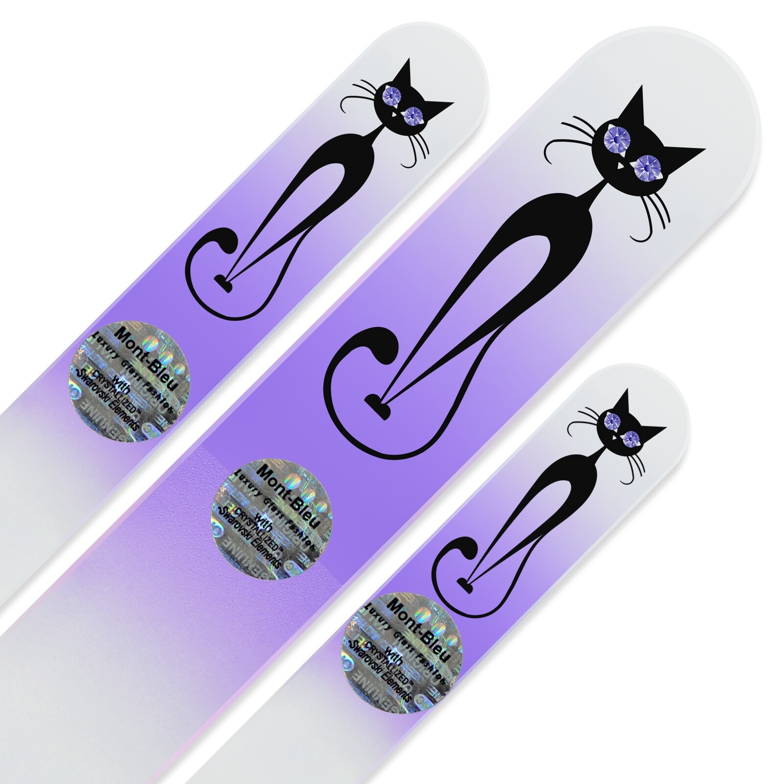 Set of 3 Glass Nail Files "Cat" with Swarovski crystals Set of 3 Glass Nail Files "Cat" with Swarovski crystals