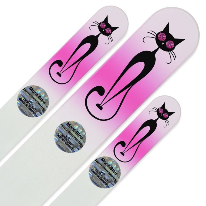 Set of 3 Glass Nail Files "Cat" with Swarovski crystals