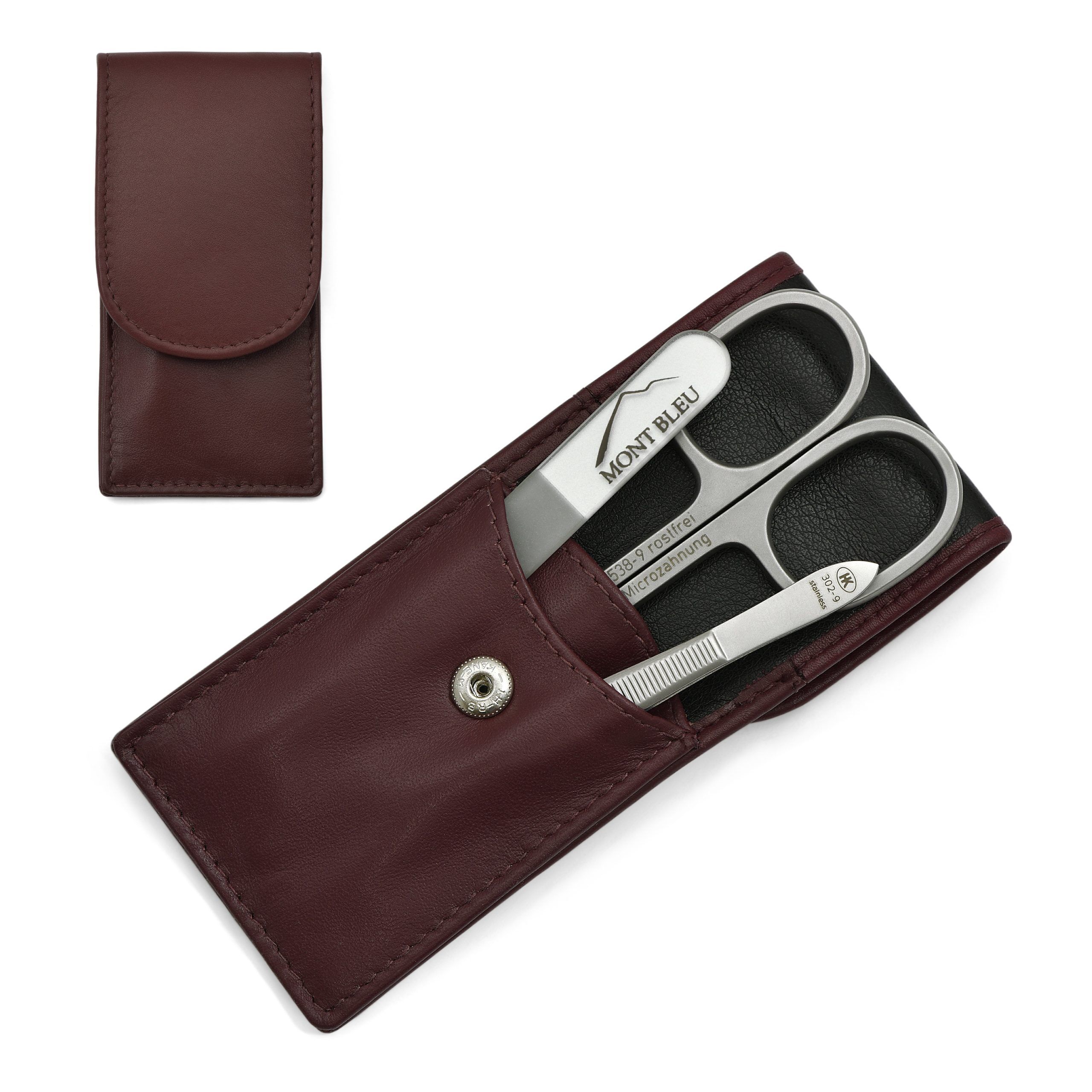 Hans Kniebes 3-piece Manicure Set in Nappa Leather Case, Made in Germany