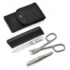 Hans Kniebes 4-piece Gents' Manicure Set with Hair Comb in Amalfi Leather Case, Made in Germany