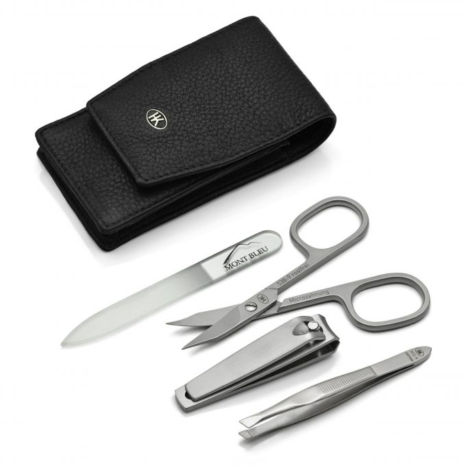 Hans Kniebes 4-piece Manicure Set for Men in Amalfi Leather Case, Made in Germany