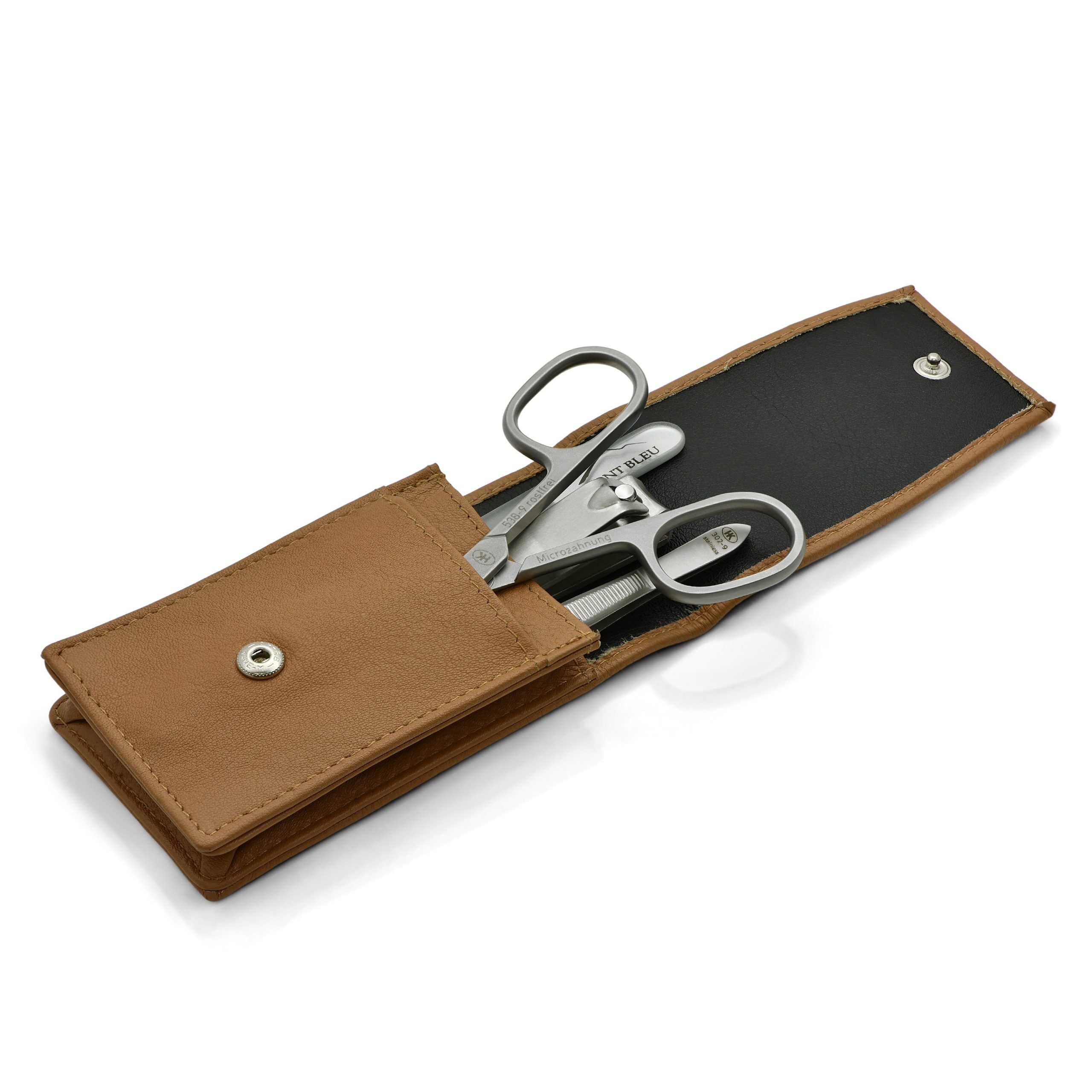Hans Kniebes 4-piece Manicure Set for Men in Amalfi Leather Case, Made in Germany